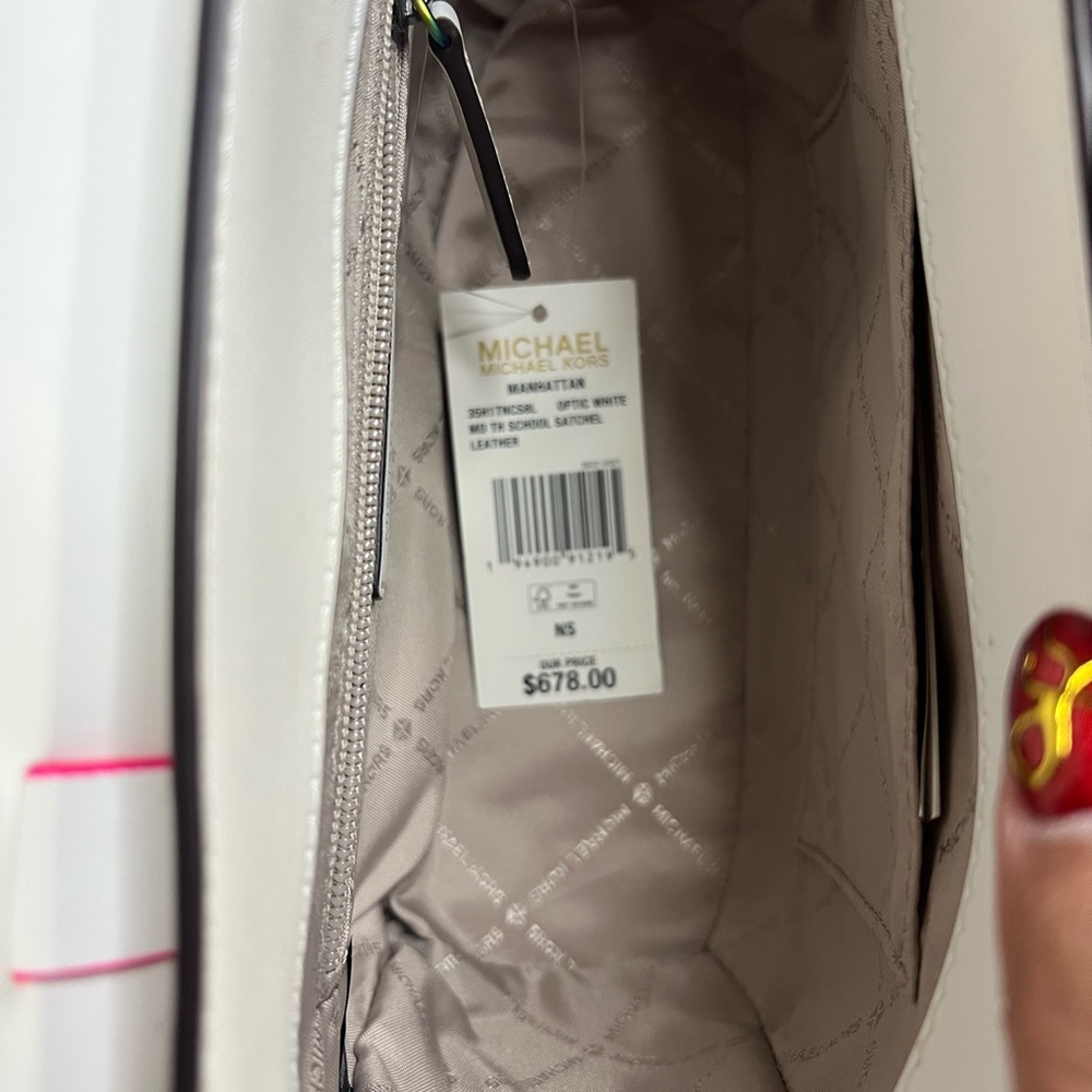 Michael Kors Manhattan White Satchel with Rainbow Accents - Picture 6 of 6